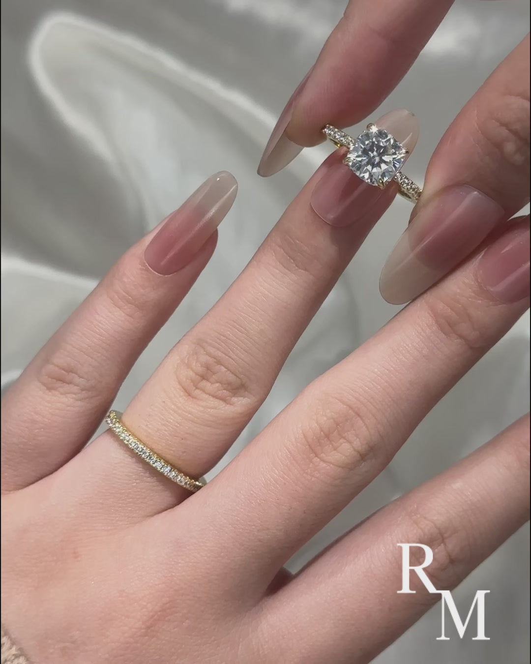 Moissanite 2.5Ct Cushion Cut Yellow Gold Bridal Wedding Ring Set