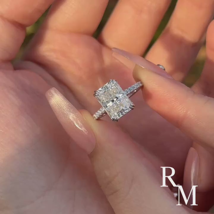 Rodiffy Moissanite 3.0Ct~4.5 Ct Radiant Cut White Gold Engagement Ring For Women