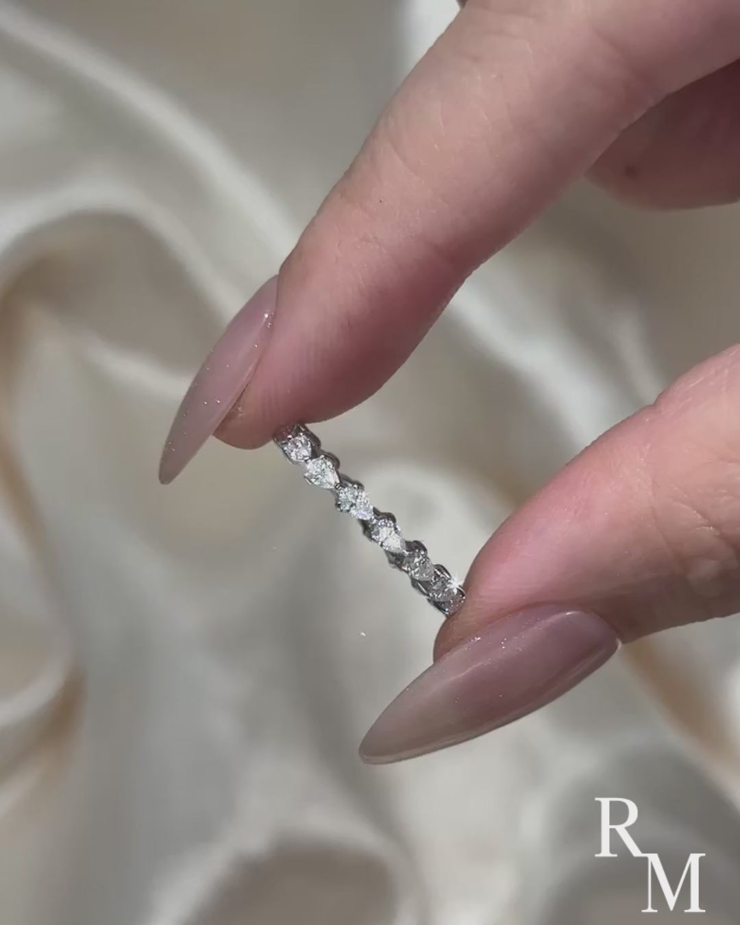 Full Eternity Pear Cut White Gold Wedding Band