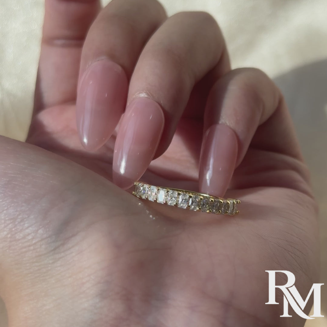 Moissanite 1.5Ct Radiant Cut Half Eternity Stackable Wedding Band in Sterling Silver