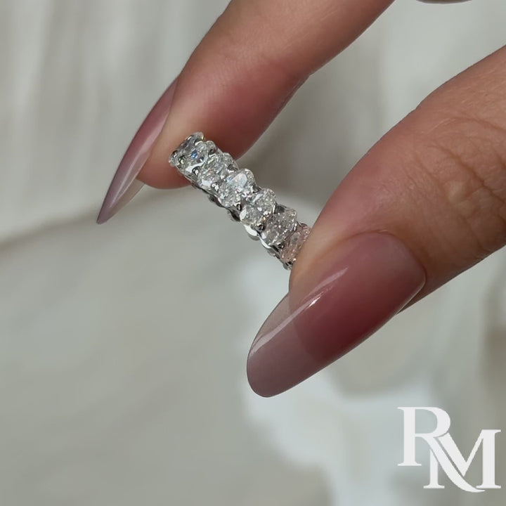 Moissanite 5.0CT Oval Cut Stackable Full Eternity Statement Ring For Daily Wear