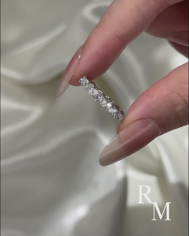 Moissanite Fashion Design Marquise Cut &amp; Round Cut Wedding Band In Sterling Silver