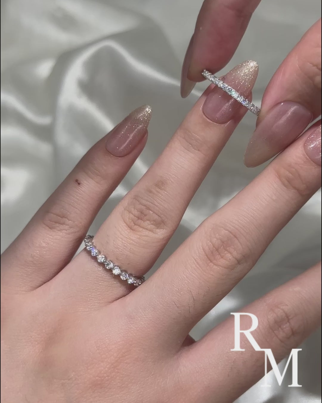 Moissanite Women's Stackable Wedding Band Set In Sterling Silver