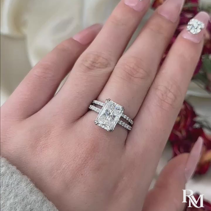 Rodiffy Moissanite 4.5 Ct Radiant Cut White Gold Wedding Ring For Women