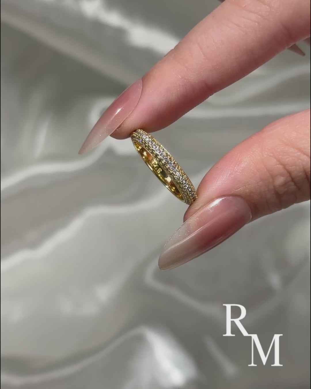 Triple Row Pavé 2.0Ct Yellow Gold Moissanite Wedding Ring