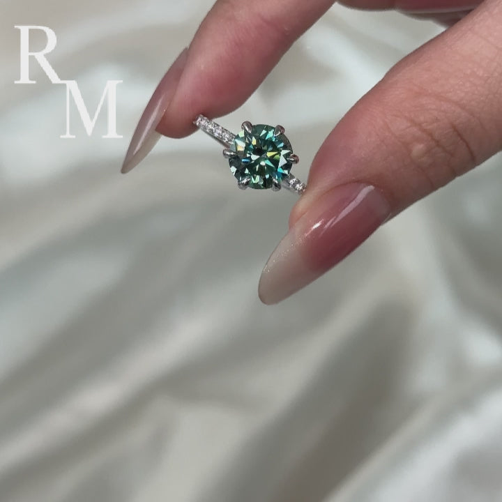 Rodiffy Moissanite 3.0Ct Round Cut 6 Prong White Gold Promise Rings For Women