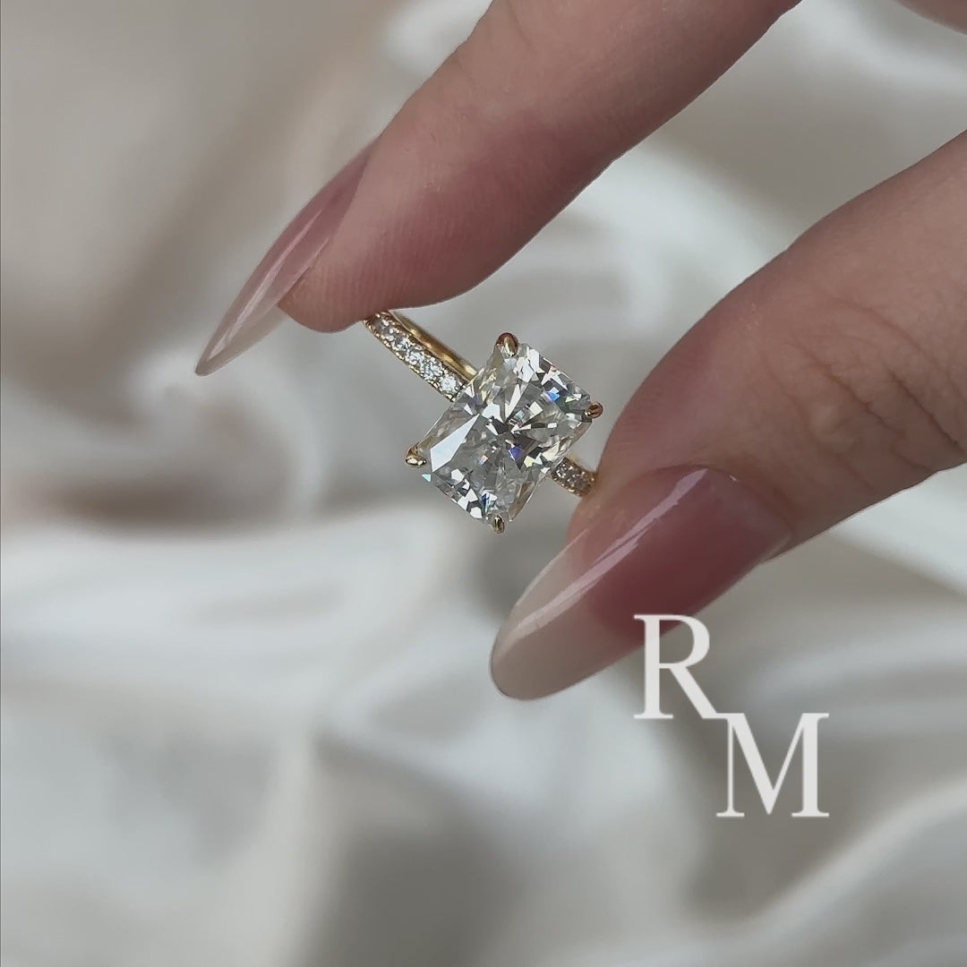 Rodiffy Moissanite 4.5Ct Radiant Cut Yellow Gold Travel Promise Ring