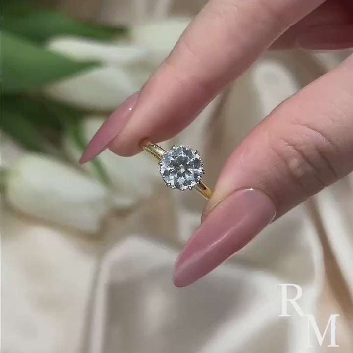 Rodiffy Moissanite Two-tone 2.0 Ct Round Cut Promise Ring For Women