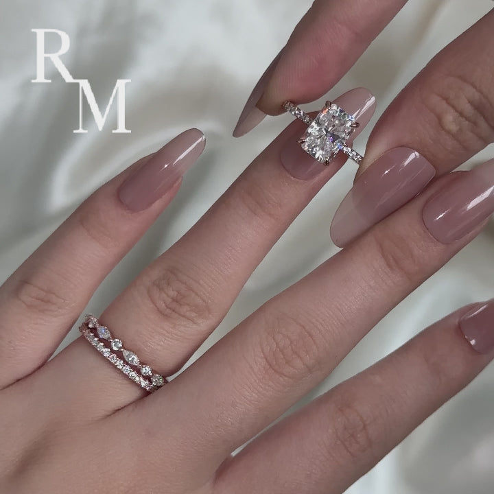 Rodiffy 3.5 Ct Radiant Cut Moissanite Diamond Wedding Ring with Round & Marquise Accents Bands