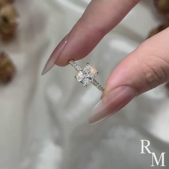 Rodiffy Moissanite 2.0 Ct Radiant Cut Yellow Gold Engagement Ring