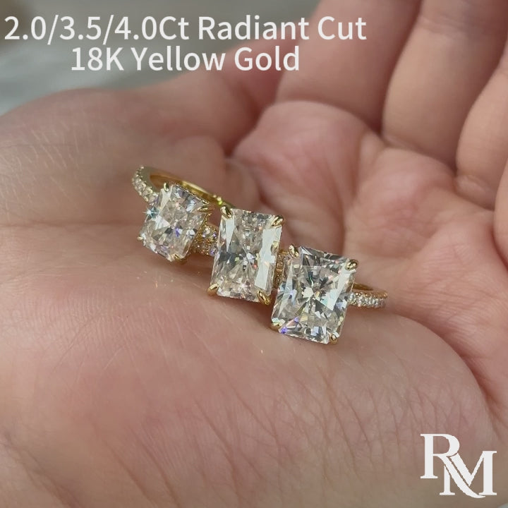 S925 Rodiffy Moissanite 2.0 Ct~4.0 Ct Radiant Cut Yellow Gold/White Gold Engagement Ring For Women