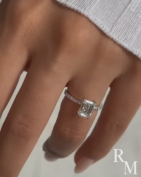 Rodiffy Moissanite 3.5 Ct Emerald Cut Engagement Ring For Women