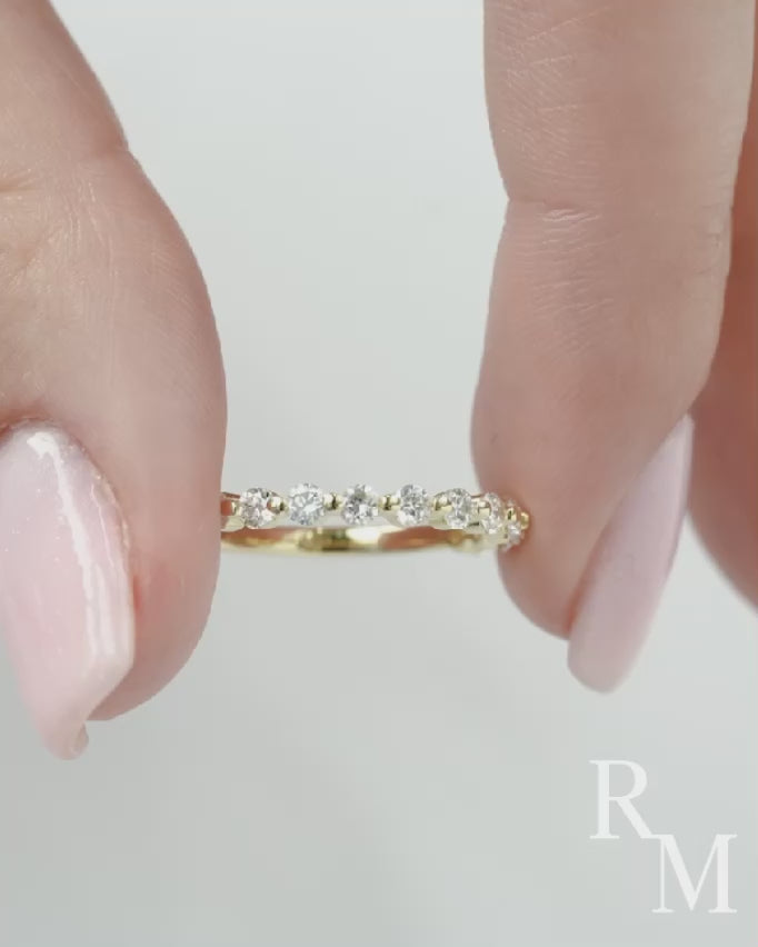 Rodiffy Moissanite 0.4 Ct Yellow Gold Half Eternity Thin Women&