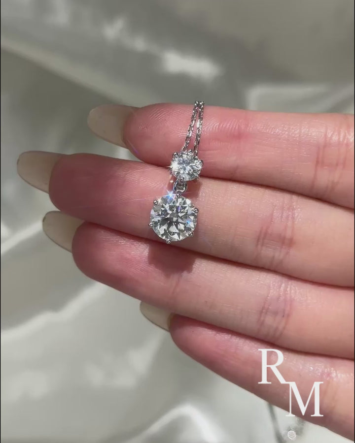 Rodiffy Moissanite 3.8 Ct Round Cut White Gold Pendant Necklace