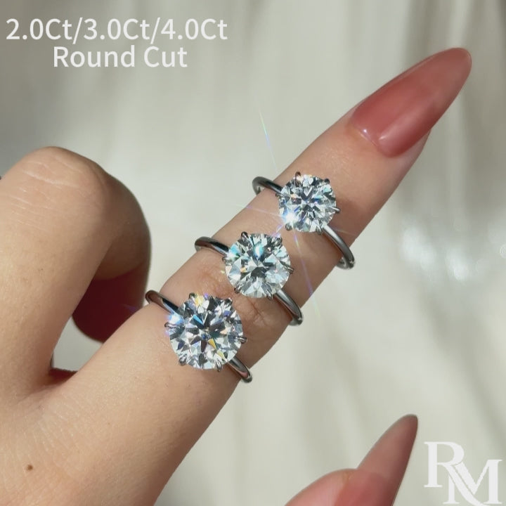 Rodiffy Moissanite 2.0 Ct ~ 4.0 Ct Round Cut 6 Prong Engagement Ring For Women