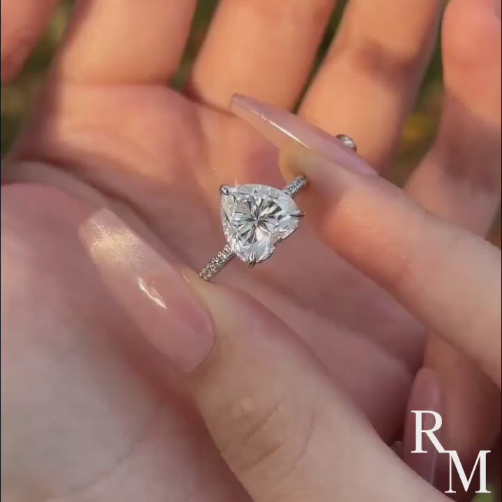 Rodiffy Moissanite 4.0 Ct Heart Cut White Gold Promise Ring