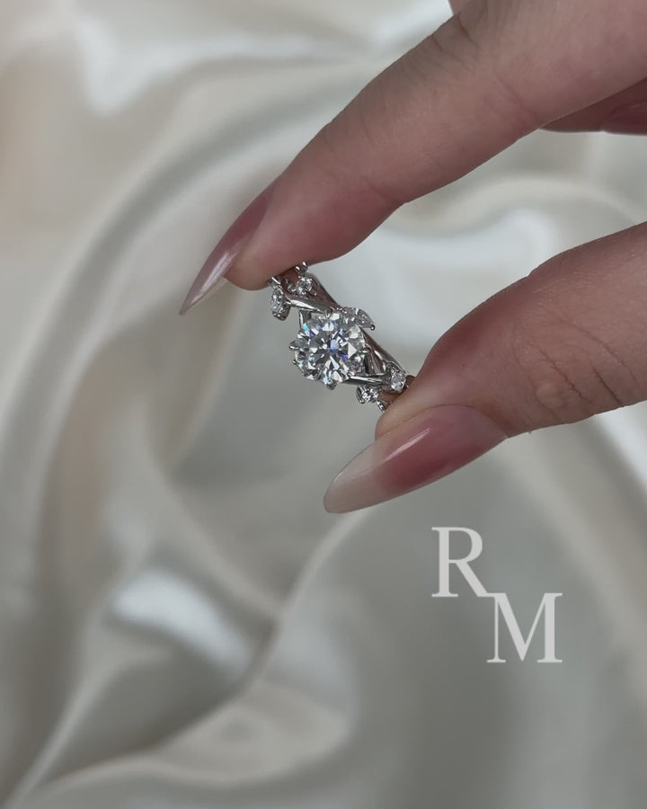 Rodiffy Moissanite 2.0 Ct Vintage Vine Design Engagement Ring