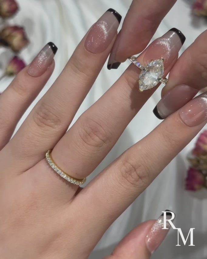 Moissanite 4.0 Ct Marquise Cut Yellow Gold Half-Coverage Wedding Set