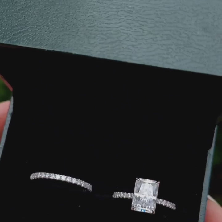 Rodiffy Moissanite 3.5 Ct Radiant Cut White Gold Wedding Ring For Women