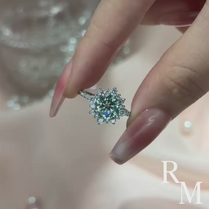 Rodiffy Moissanite 2.0 Ct Turquoise Snowflake Design Travel Ring