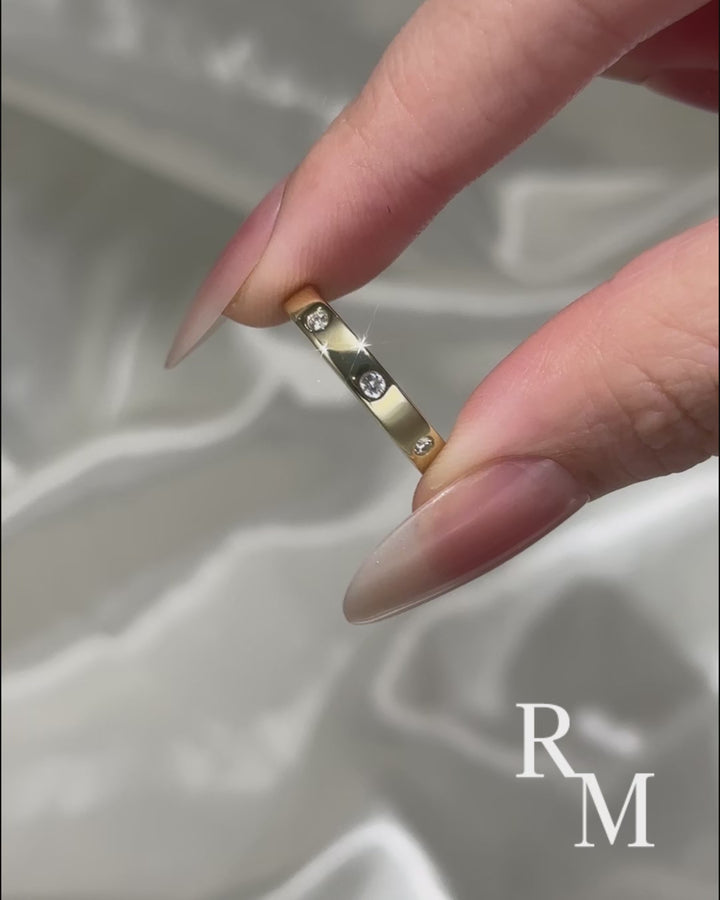 Rodiffy Moissanite Round Cut Yellow Gold Wide Wedding Band
