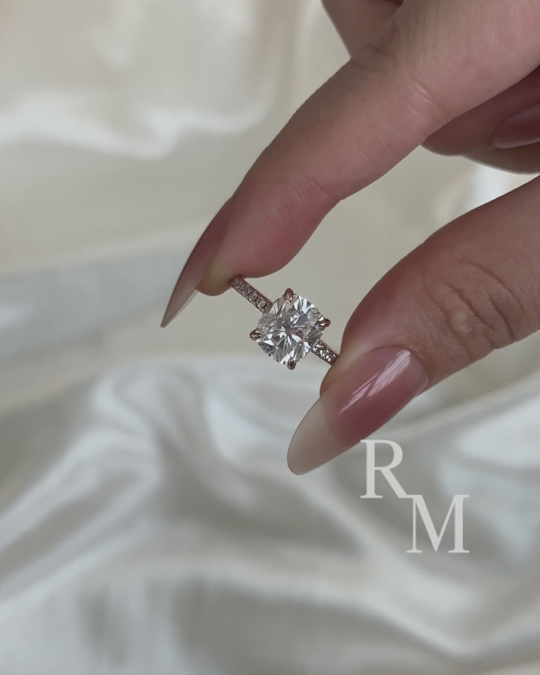 Rodiffy Moissanite 3.0 Ct Cushion Cut Rose Gold Engagement Ring For Women