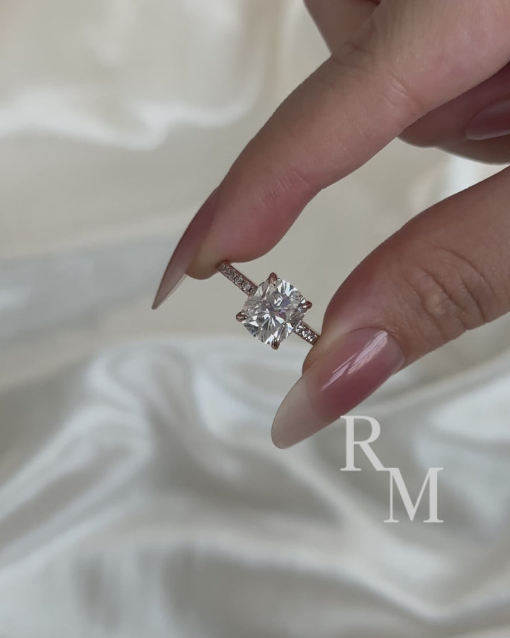 Rodiffy Moissanite 3.0 Ct Cushion Cut Rose Gold Engagement Ring For Women