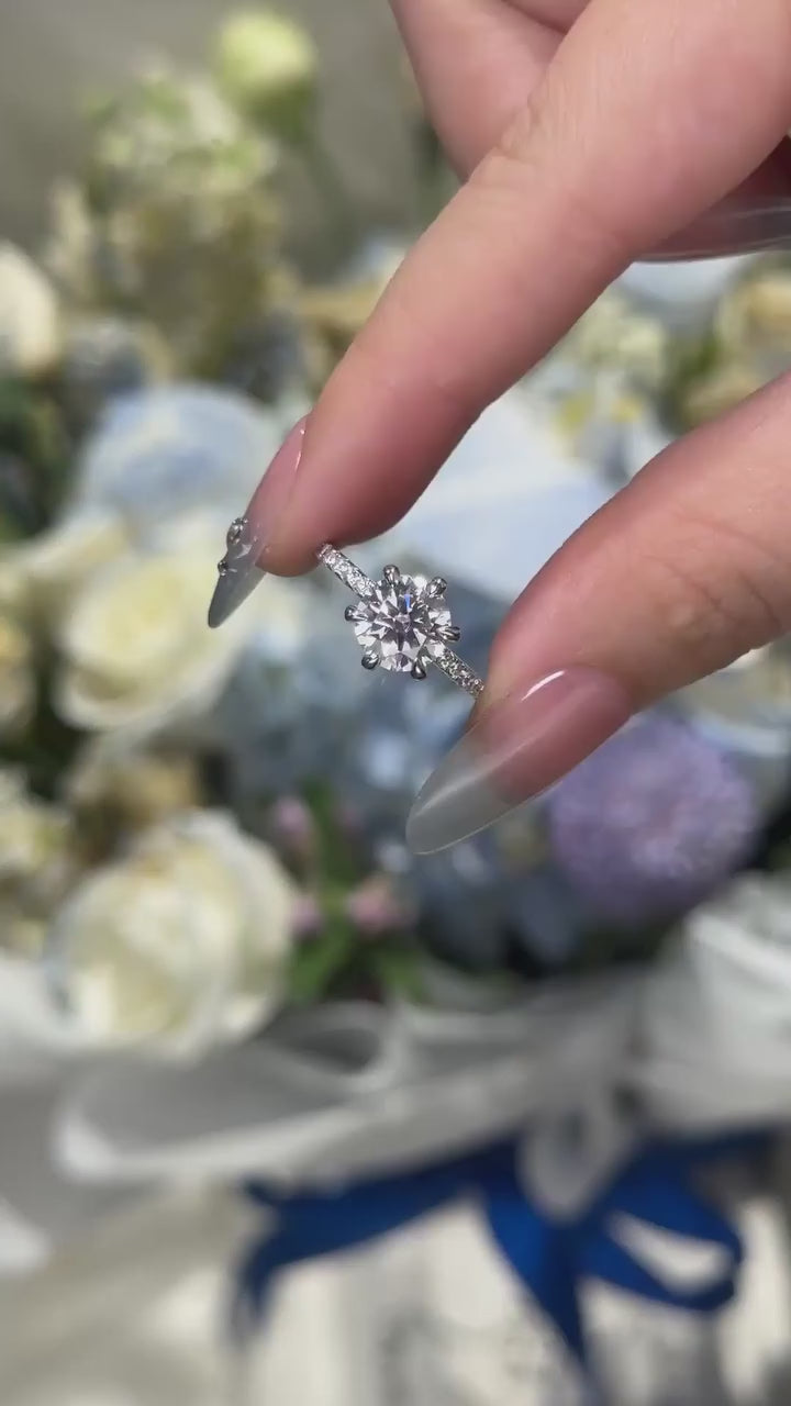 Rodiffy Moissanite 2.0Ct Round Cut 6 Prong Promise Rings For Women