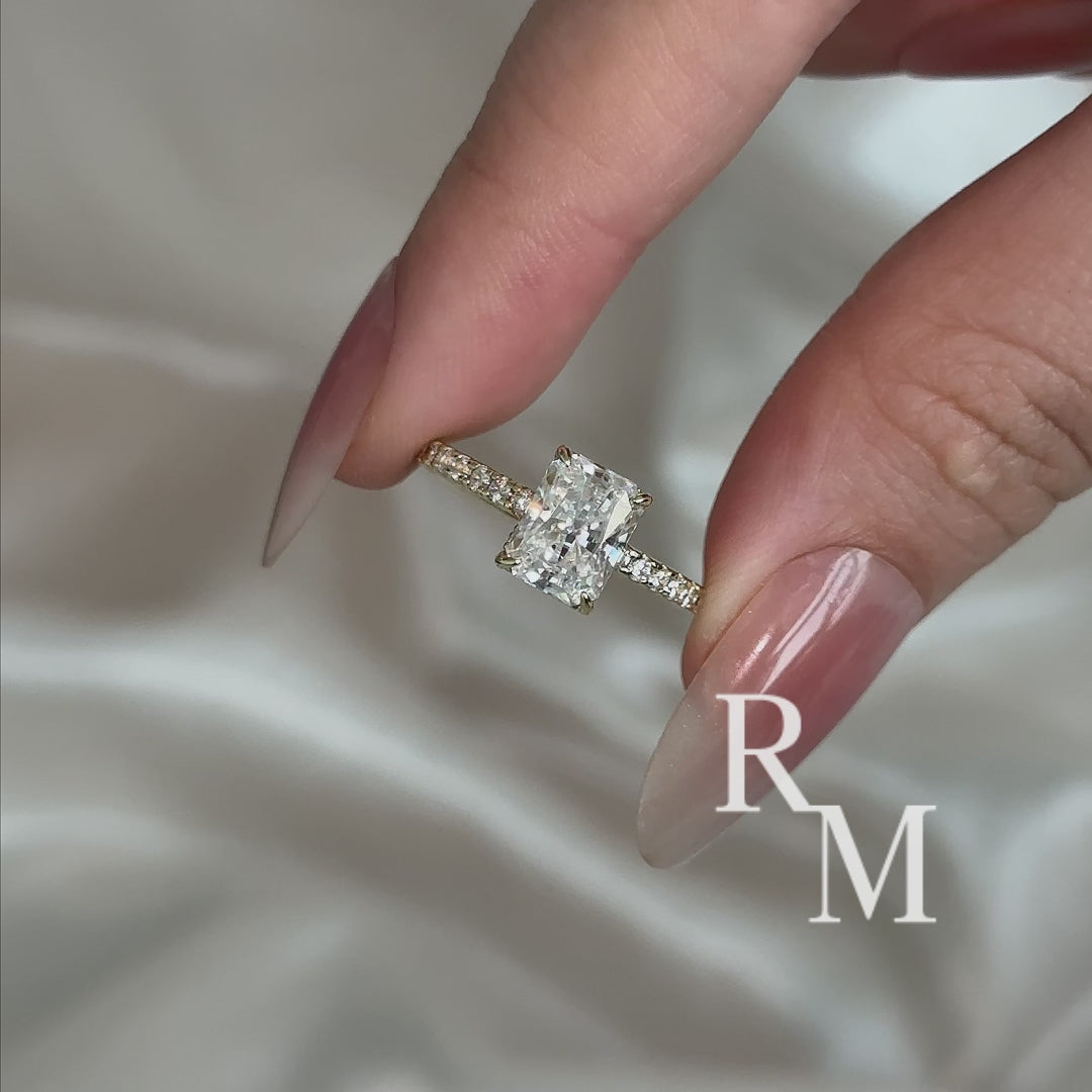 Rodiffy Moissanite 2.0 Ct Radiant Cut Yellow Gold Engagement Ring