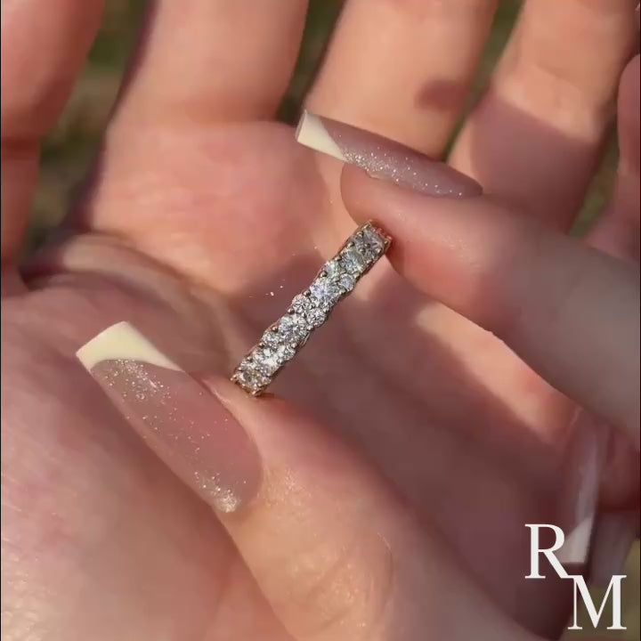 Rodiffy Moissanite 2.5 Ct Yellow Gold Round Cut Full Wedding Band for Women