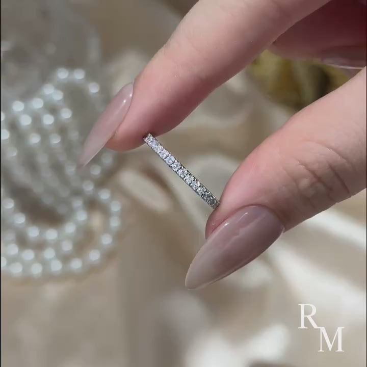 Rodiffy Moissanite 0.5 Ct Round Cut Half Halo White Gold Anniversary Ring