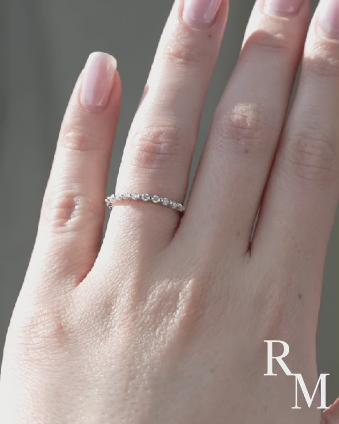 Rodiffy Moissanite 0.4 Ct Round Cut Half Eternity Thin Women&