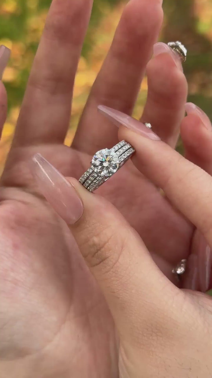 Rodiffy Moissanite 2.0 Ct Round Cut Wedding Ring Set For Women