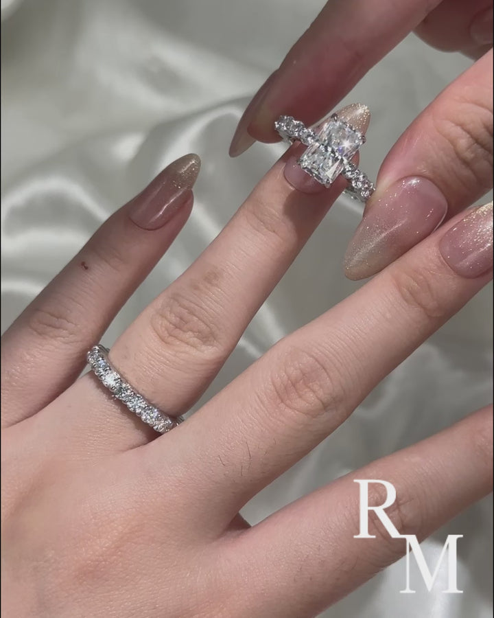 Moissanite 3.5 Ct Radiant Cut White Gold Wedding Ring Set For Women