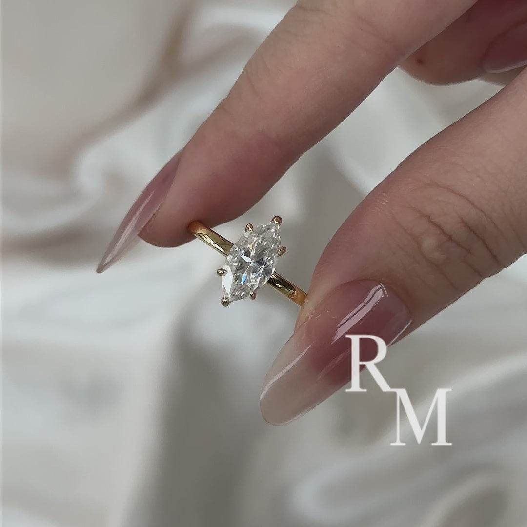 Moissanite 2.0Ct Secret Halo Marquise Cut Engagement Ring Travel Ring In Sterling Silver