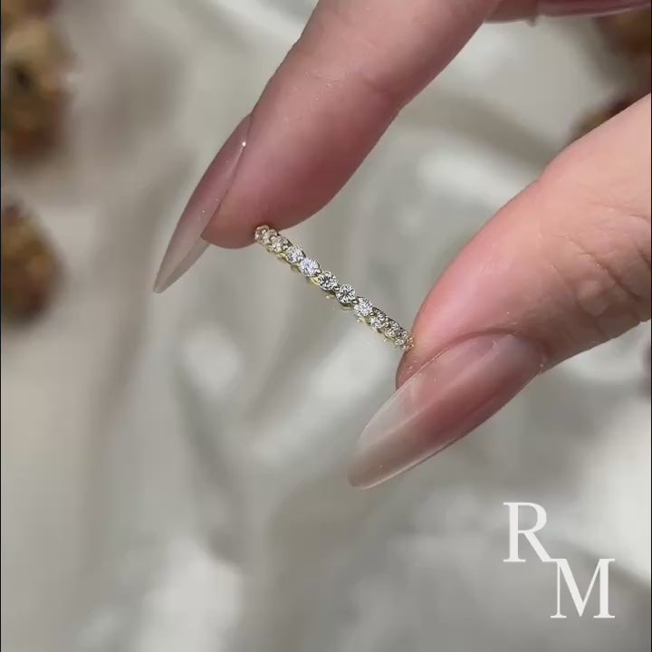 Rodiffy Moissanite Yellow Gold 1.0 Ct Round Cut Full Eternity Wedding Band