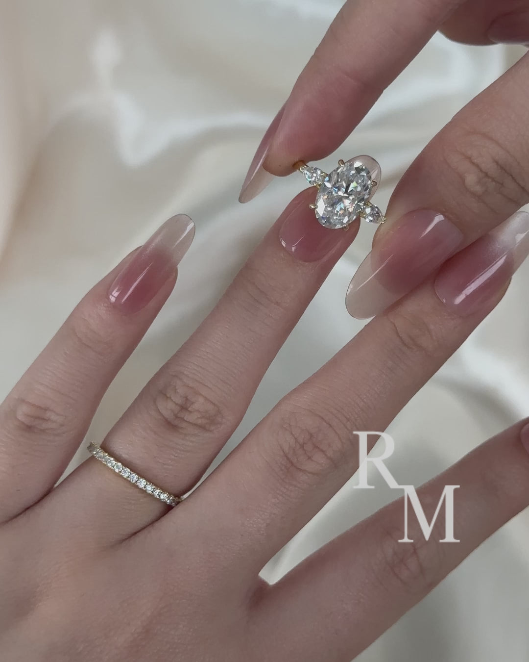 Moissanite 4.0Ct Oval Cut Side Stone Yellow Gold With Pavé Wedding Ring