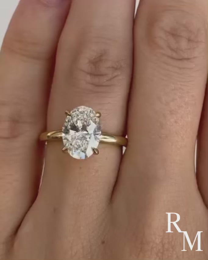 Rodiffy Moissanite 4.0 Ct Oval Cut Yellow Gold Promise Ring For Women