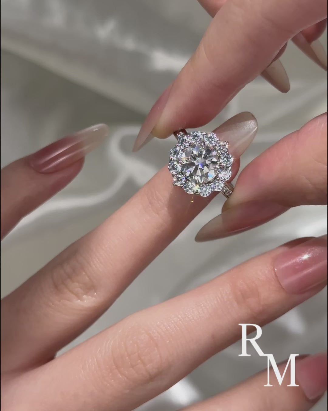 Rodiffy Moissanite 2.0Ct Round Cut White Gold Travel Promise Ring