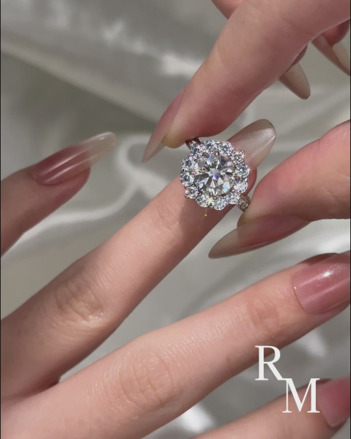 Rodiffy Moissanite 2.0Ct Round Cut White Gold Travel Promise Ring