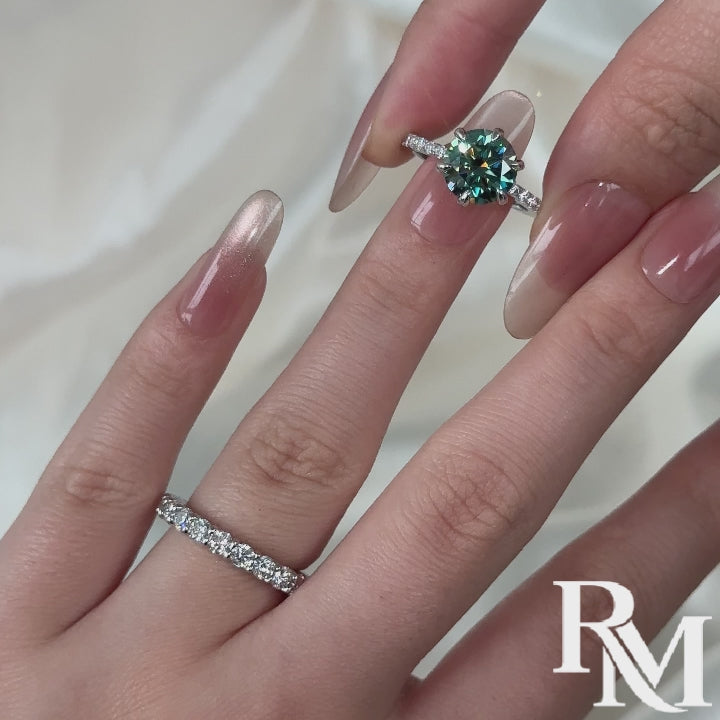 Rodiffy Moissanite 3.0Ct Round Cut 6 Prong White Gold Promise Rings For Women