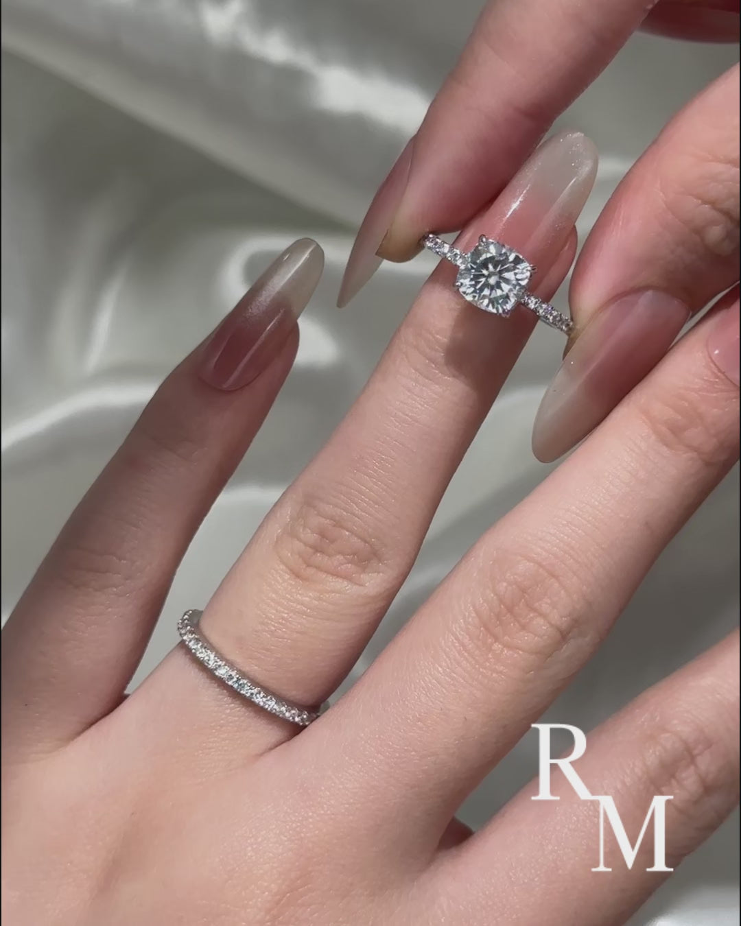 Rodiffy Moissanite 2.0Ct Square Cushion Cut White Gold Wedding Ring For Women