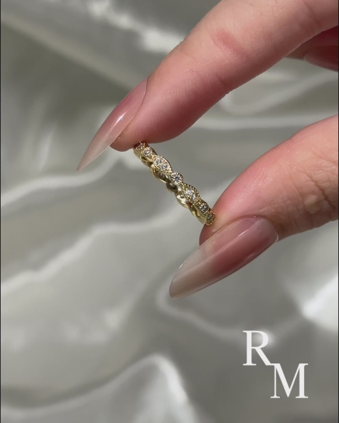 Moissanite 0.3Ct Yellow Gold Pavé Eternity Wedding Ring