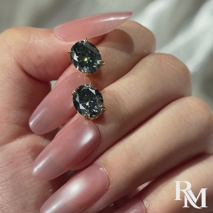 S925 Moissanite 3Ct*2Pcs Oval Cut Stud Earrings Classic Daily Wedding Jewelry Gift For Women