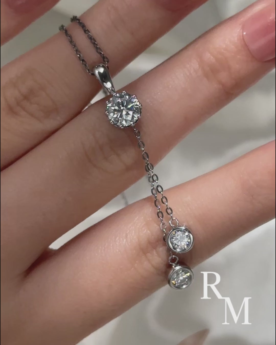 Rodiffy Moissanite 2.0 Ct Round Cut White Gold Pendant Necklace