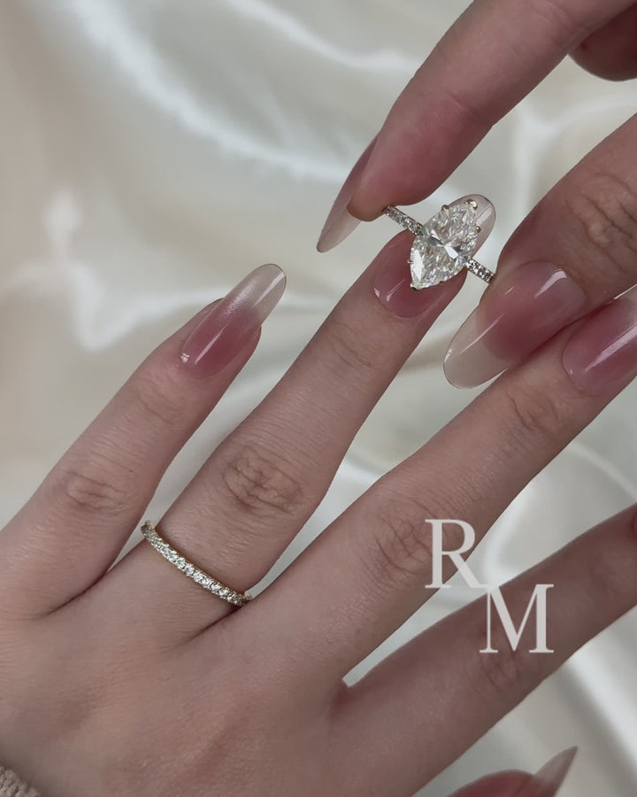 Moissanite 4.0 Ct Marquise Cut Yellow Gold Half-Coverage Wedding Set