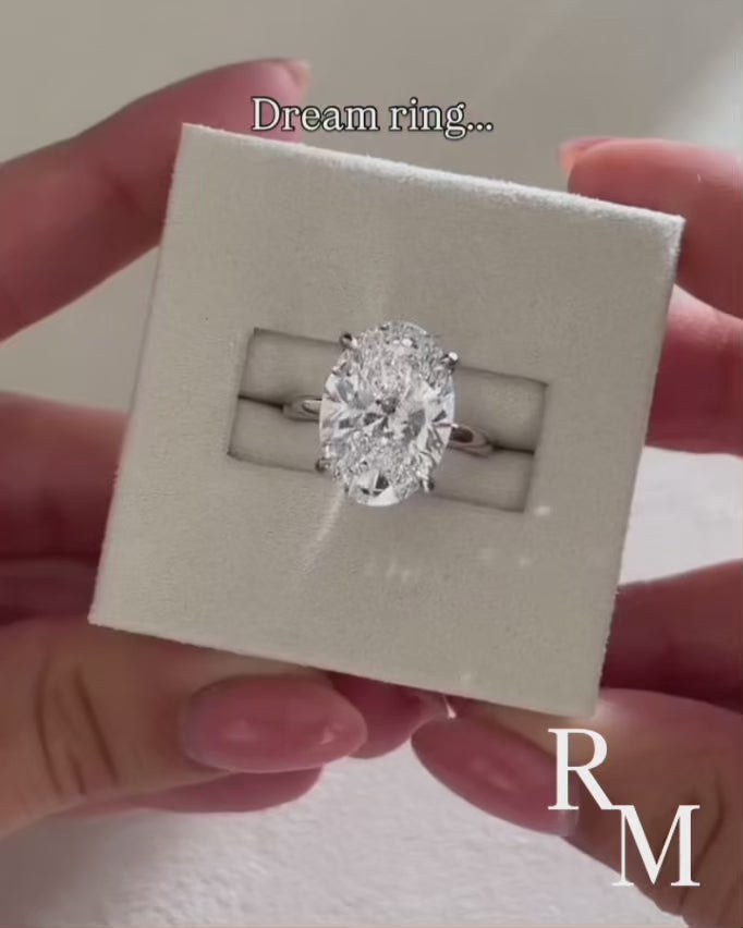 Moissanite Solitaire 5.50 Ct Oval Cut White Gold Promise Ring For Women