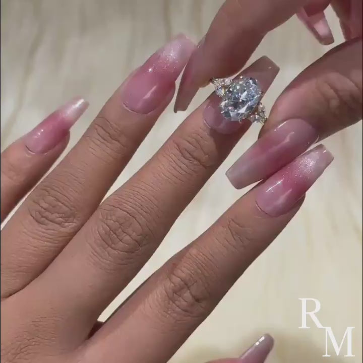 Rodiffy Moissanite 4.0 Ct Oval and Angled Marquise Five Stone Engagement Ring