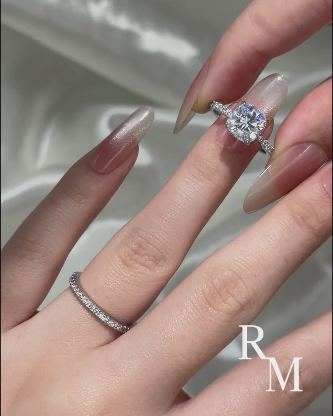 Moissanite 2.5Ct Cushion Cut White Gold Bridal Wedding Ring Set