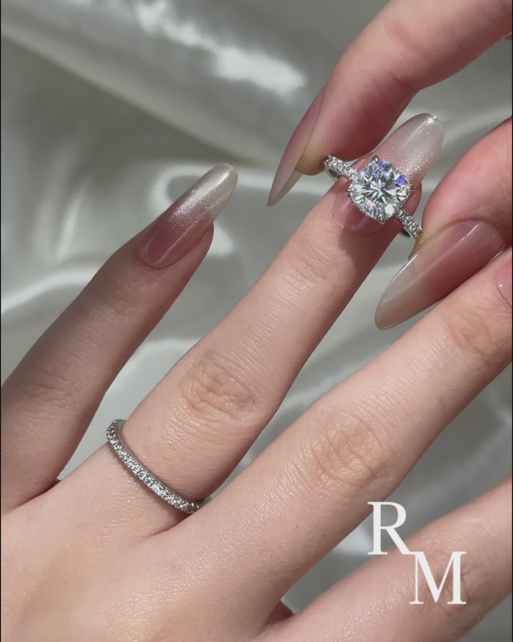 Moissanite 2.5Ct Cushion Cut White Gold Bridal Wedding Ring Set